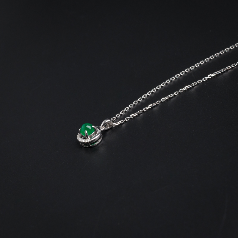 18K白金镶嵌祖母绿项链-红掌柜