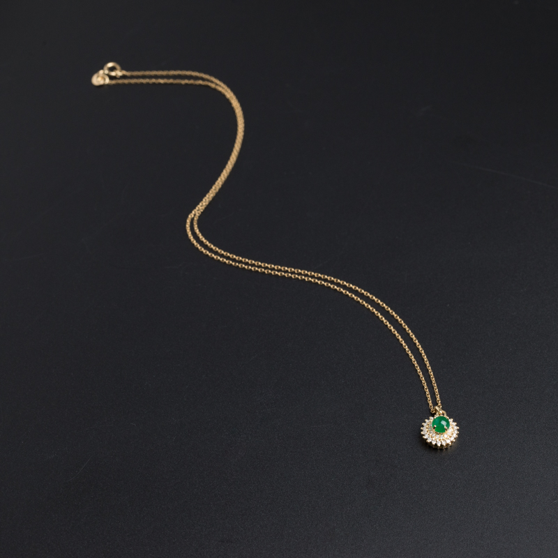 金镶嵌哥伦比亚天然祖母绿项链-红掌柜