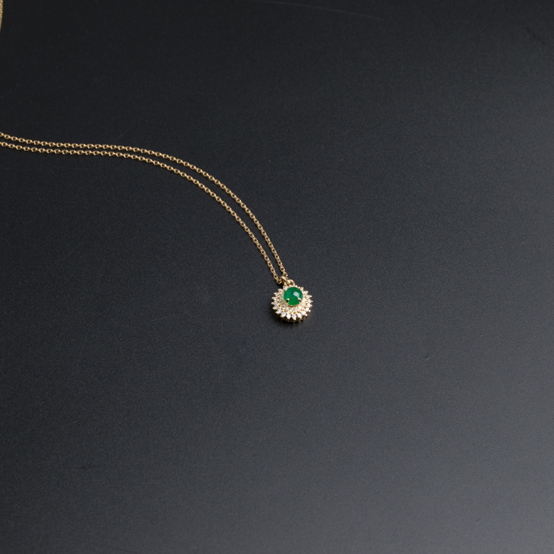 18K金镶嵌天然祖母绿项链-红掌柜