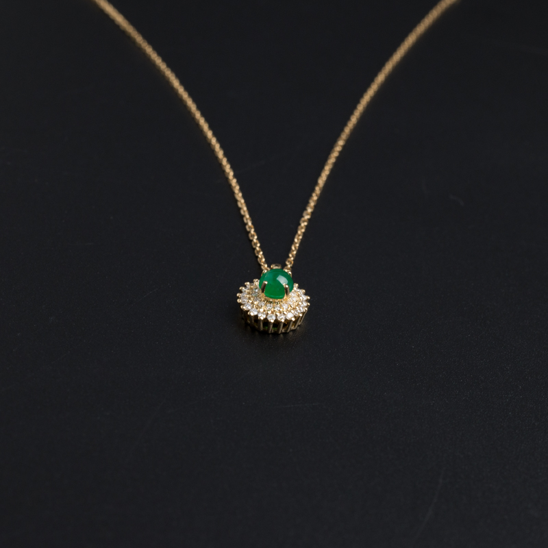 18K金镶嵌哥伦比亚天然祖母绿项链-红掌柜