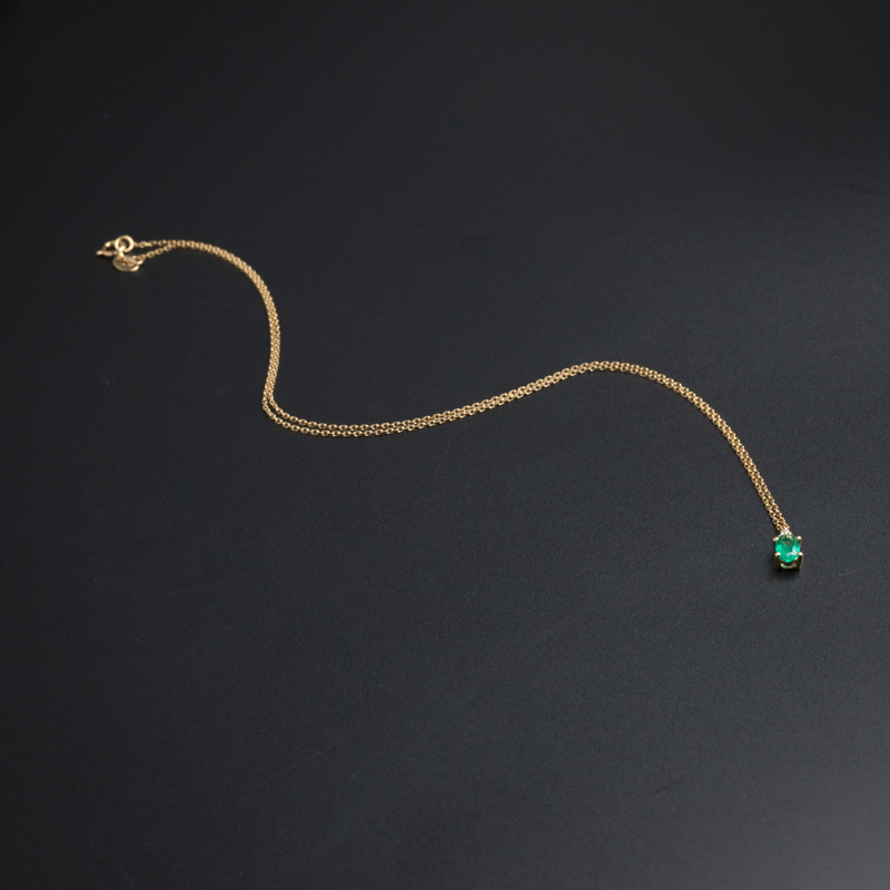 18K金镶嵌天然祖母绿项链-红掌柜