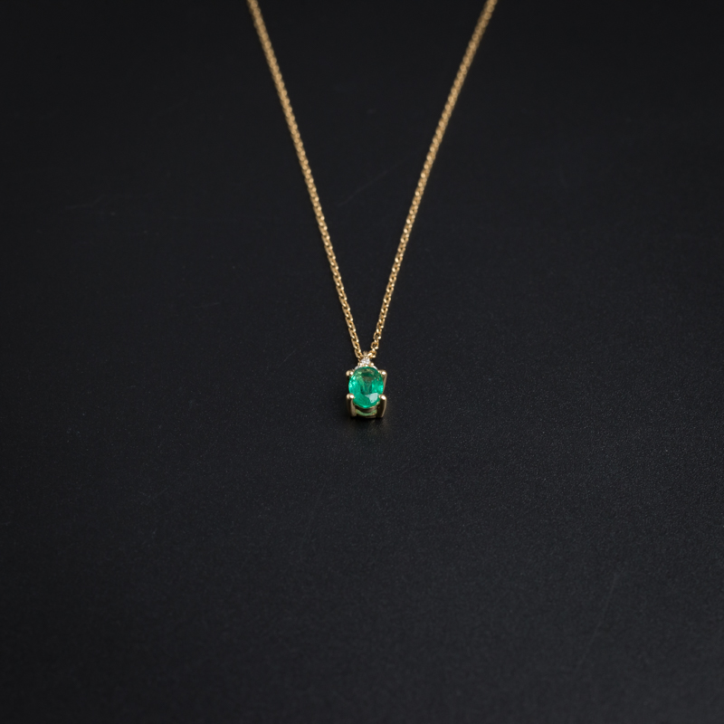 18K金镶嵌哥伦比亚天然祖母绿项链-红掌柜