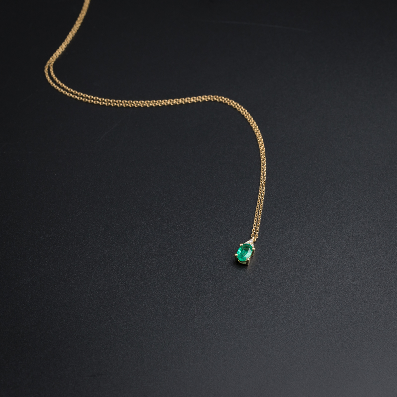 18K金镶嵌祖母绿项链-红掌柜
