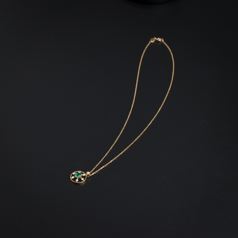 金镶嵌哥伦比亚天然祖母绿项链-红掌柜