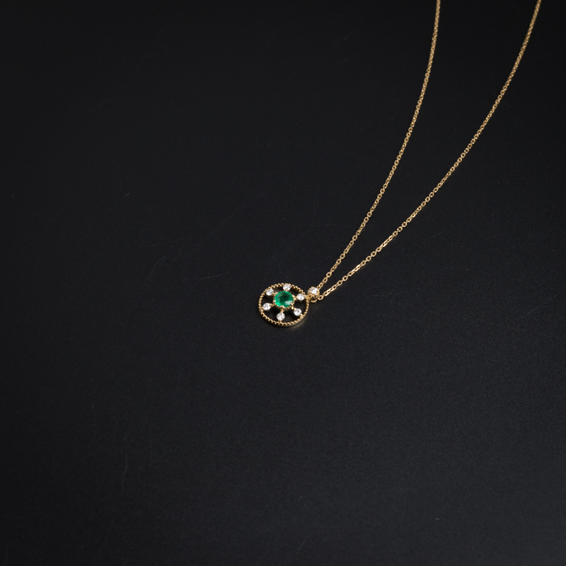 18K金镶嵌天然祖母绿项链-红掌柜