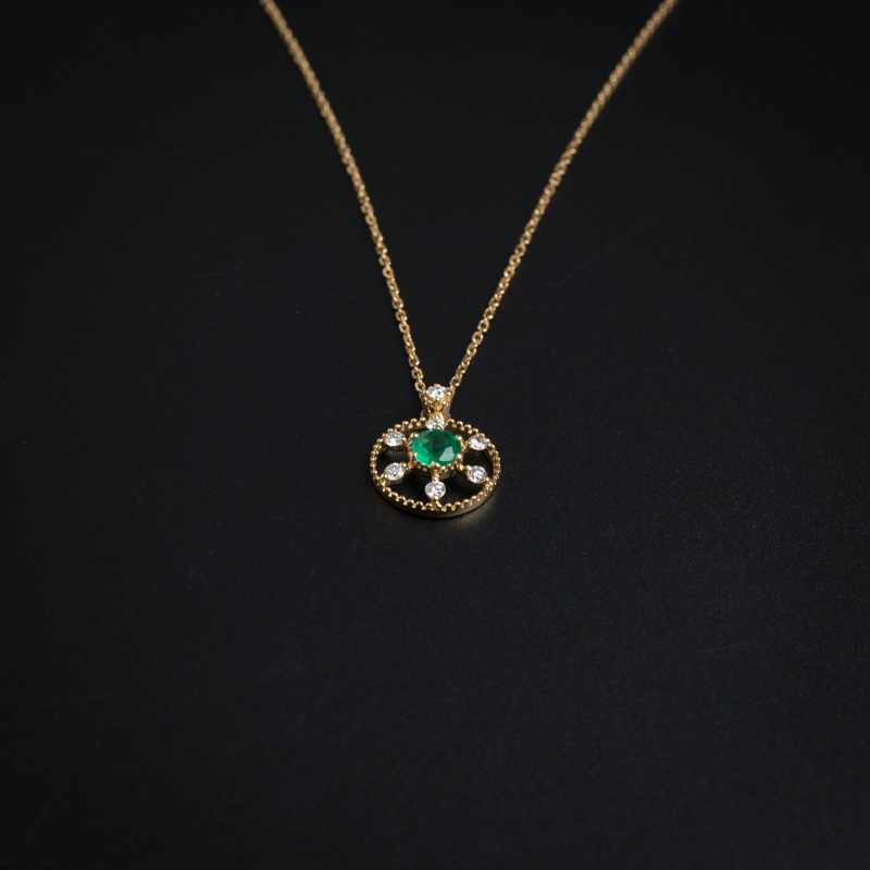 18K金镶嵌哥伦比亚天然祖母绿项链-红掌柜