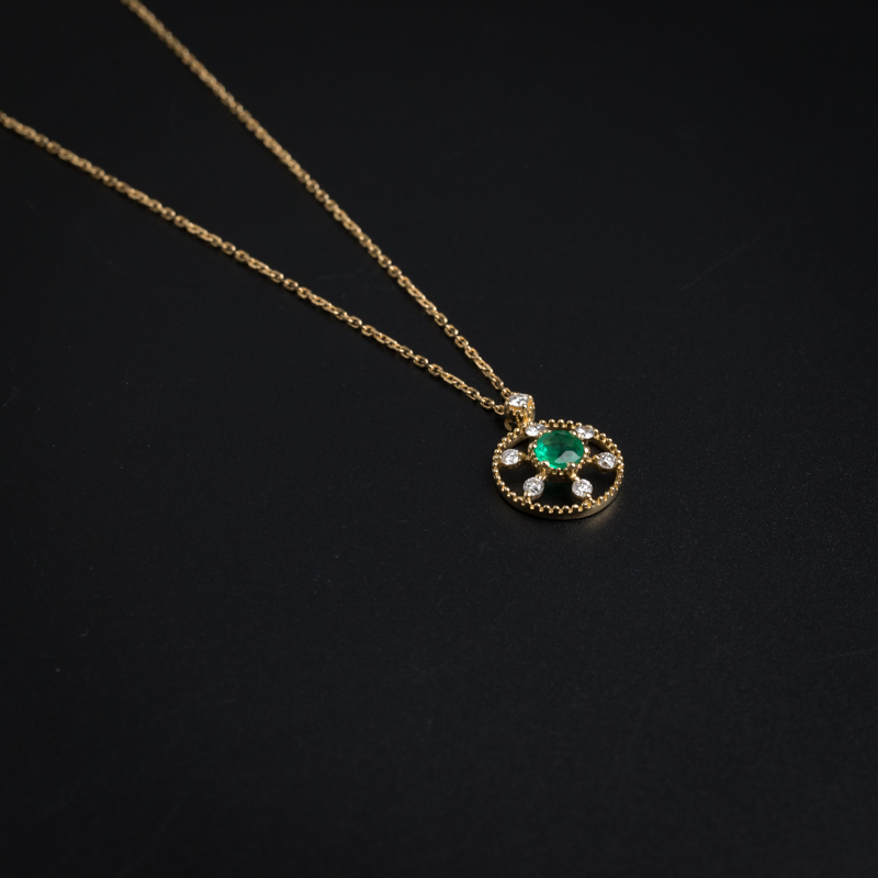 18K金镶嵌祖母绿项链-红掌柜