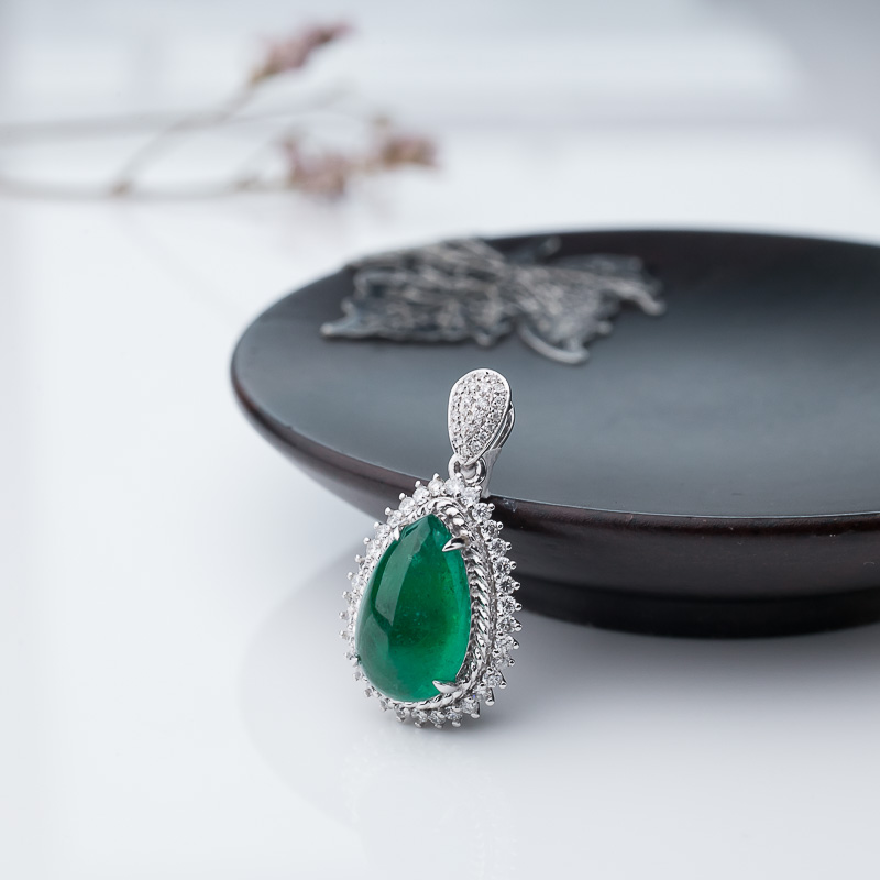 哥伦比亚鲜绿祖母绿吊坠-红掌柜