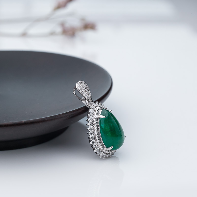 18K天然哥伦比亚祖母绿吊坠-红掌柜