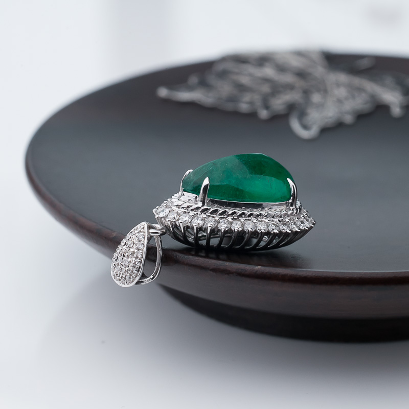 天然哥伦比亚鲜绿祖母绿吊坠-红掌柜