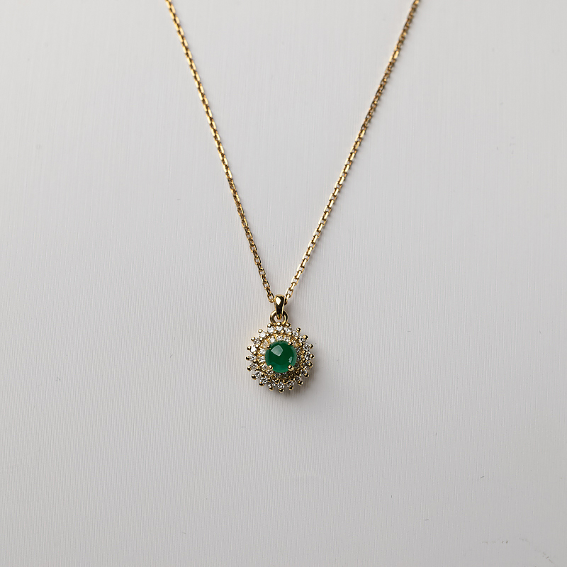 18K金镶钻天然祖母绿项链-红掌柜