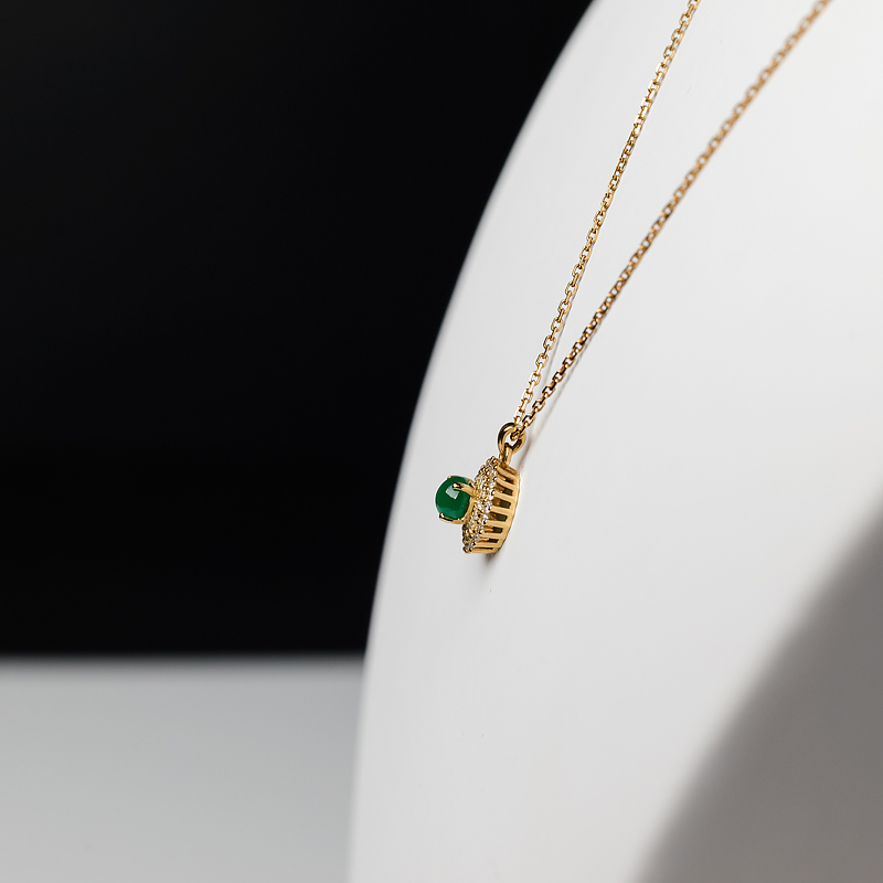 18K金镶钻祖母绿项链-红掌柜