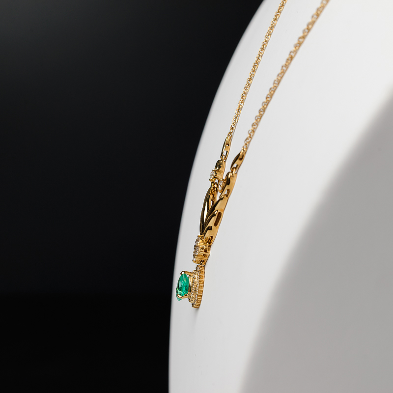 18K金镶钻祖母绿项链-红掌柜