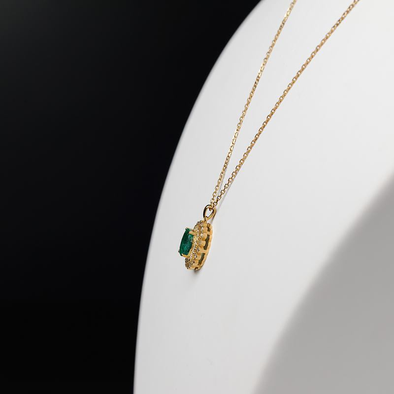18K金镶钻祖母绿项链-红掌柜