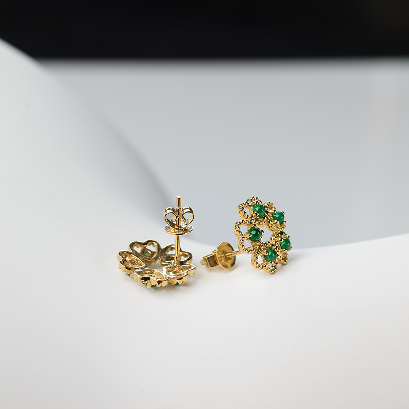 18K金镶祖母绿耳钉-红掌柜