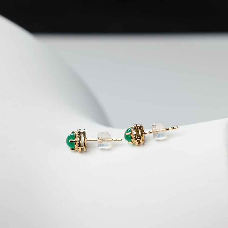 鲜绿祖母绿耳钉-红掌柜