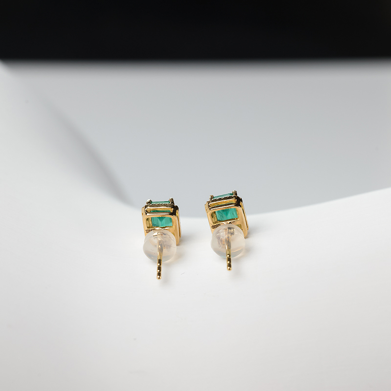 18K金镶钻天然祖母绿耳钉-红掌柜