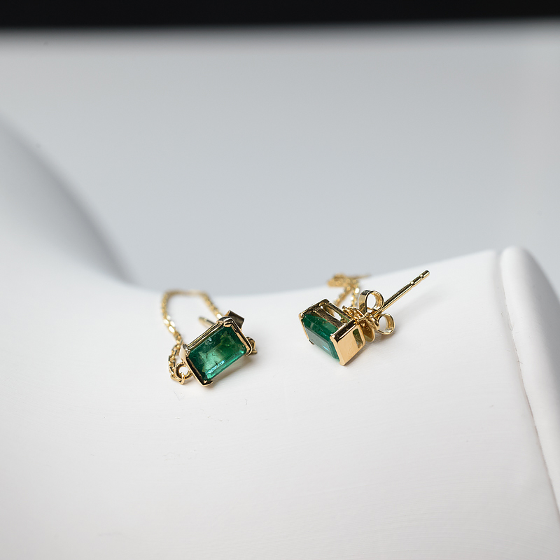 18K金镶祖母绿耳钉-红掌柜