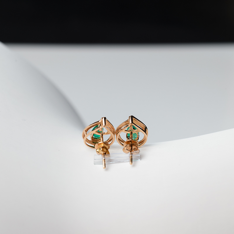 18K金镶钻天然祖母绿耳钉-红掌柜