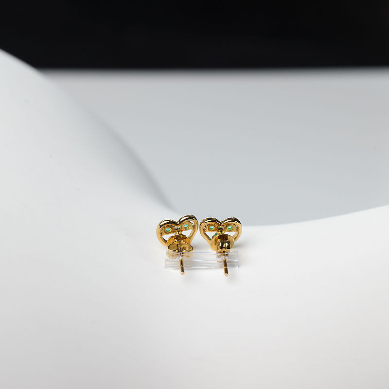 18K金镶天然祖母绿耳钉-红掌柜