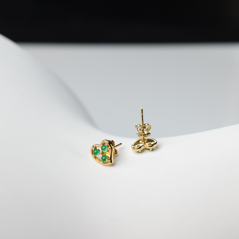 鲜绿祖母绿耳钉-红掌柜