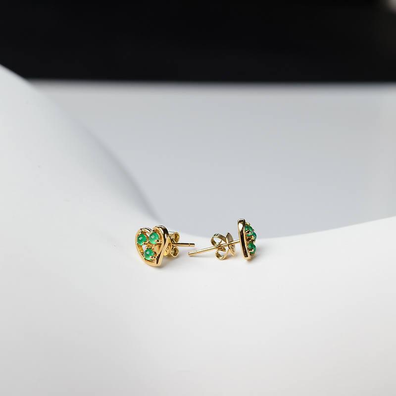 18K金镶祖母绿耳钉-红掌柜
