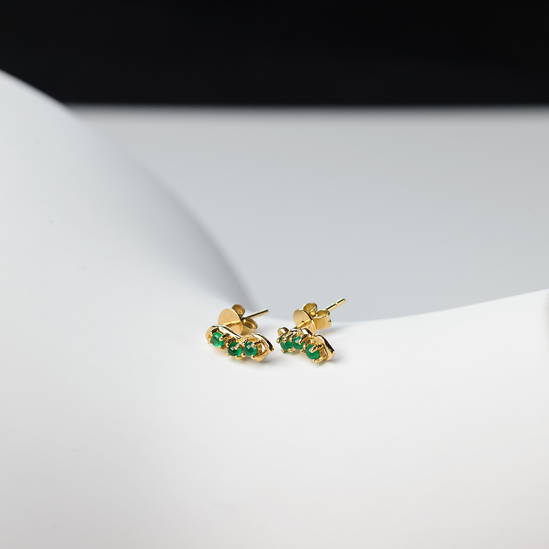 天然鲜绿祖母绿耳钉-红掌柜