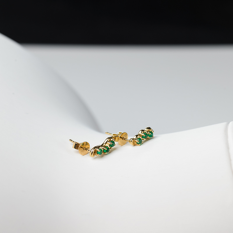 18K金镶鲜绿祖母绿耳钉-红掌柜