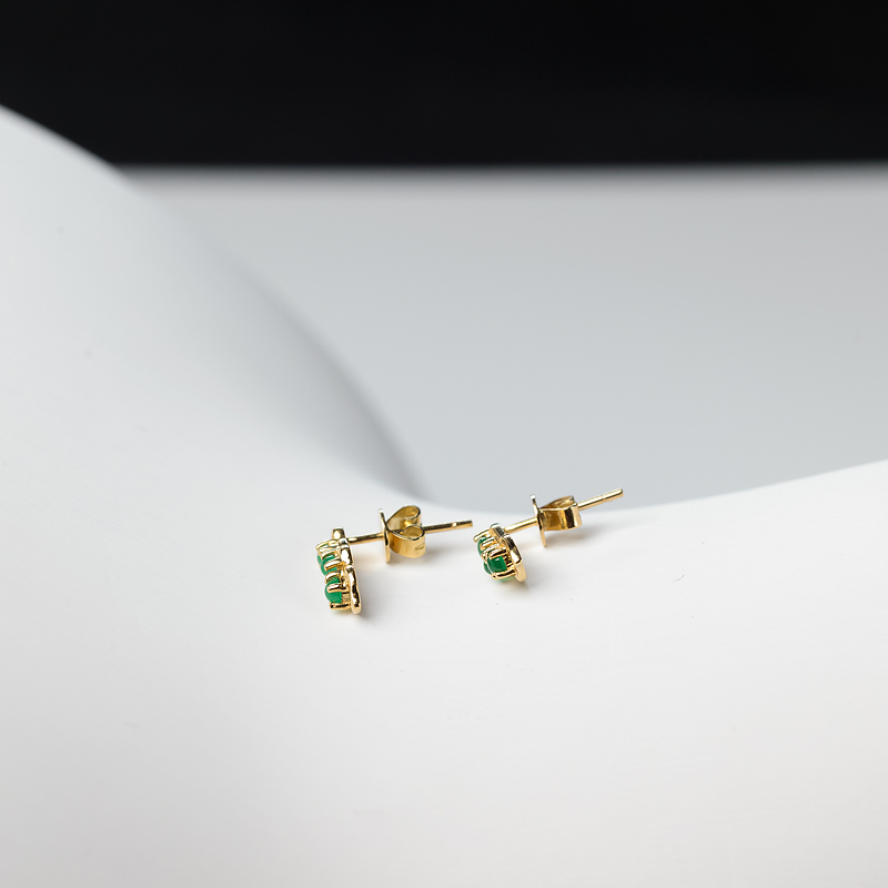 鲜绿祖母绿耳钉-红掌柜