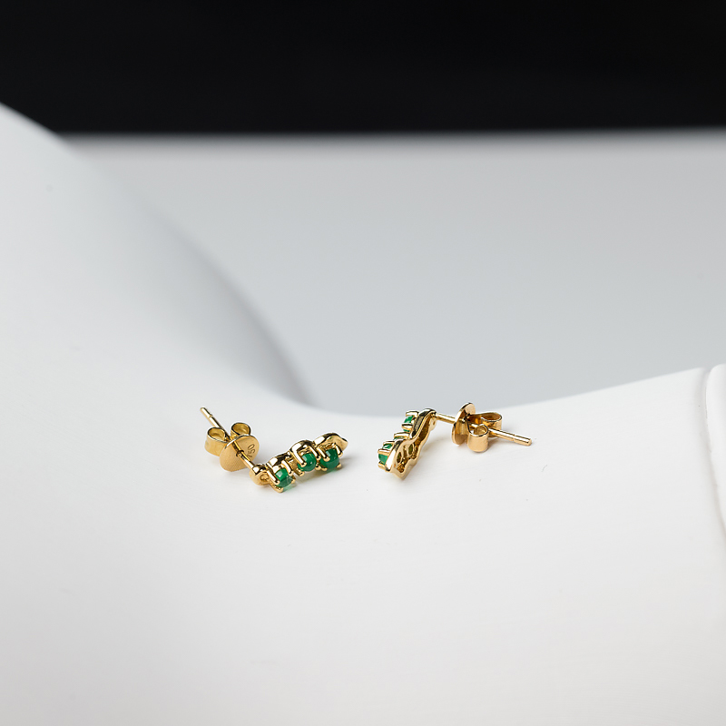 18K金镶祖母绿耳钉-红掌柜