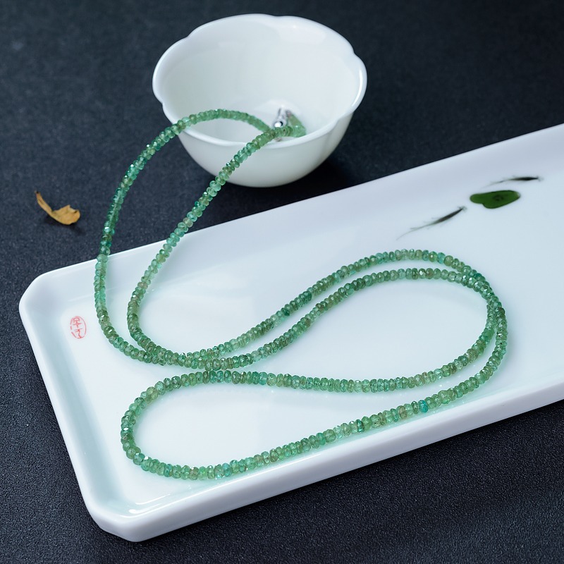 赞比亚天然深绿祖母绿项链-红掌柜