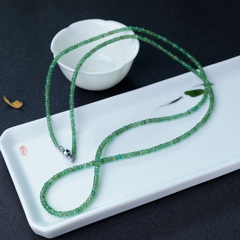 赞比亚深绿祖母绿项链-红掌柜