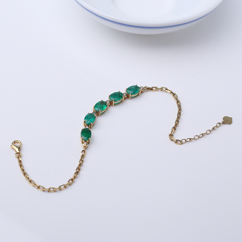 天然鲜绿祖母绿手链-红掌柜