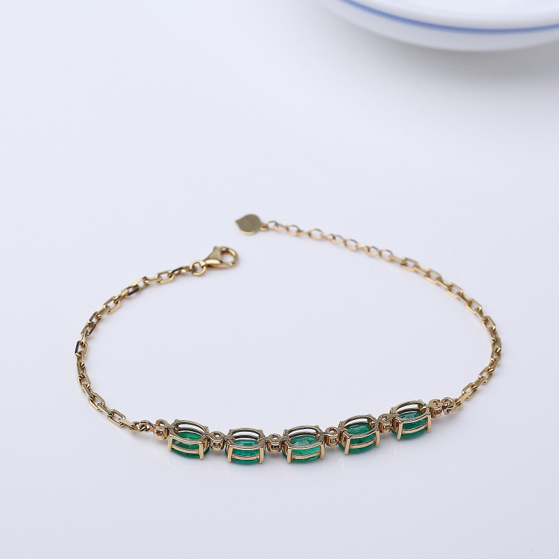 18K金镶钻天然祖母绿手链-红掌柜