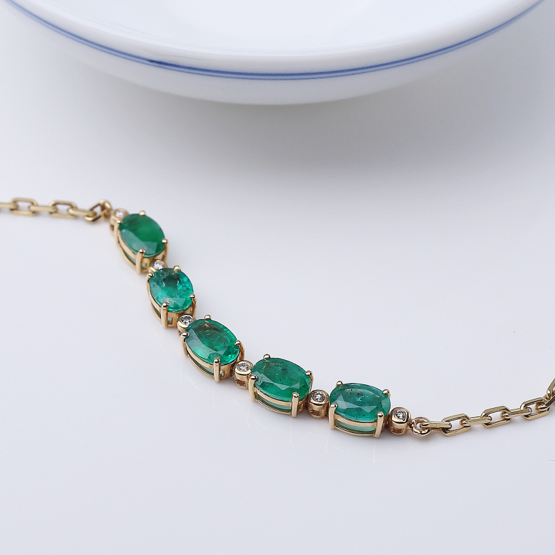 18K金镶钻祖母绿手链-红掌柜