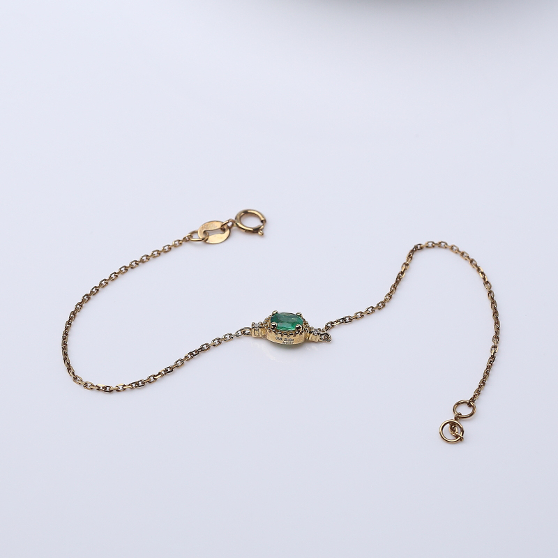 18K金镶钻天然鲜绿祖母绿手链-红掌柜