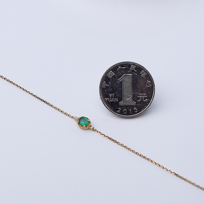 18K金镶钻祖母绿手链-红掌柜