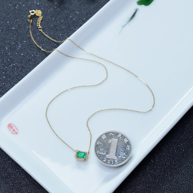 18K鲜绿祖母绿项链-红掌柜