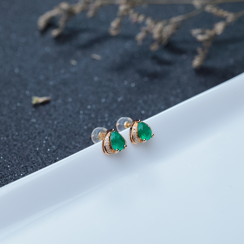 祖母绿耳钉-红掌柜