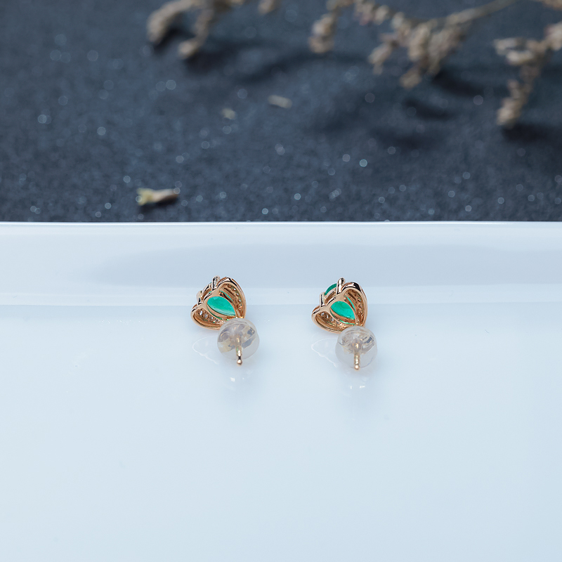 天然祖母绿耳钉-红掌柜