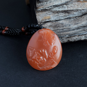 川料南红玛瑙蝶恋花项链