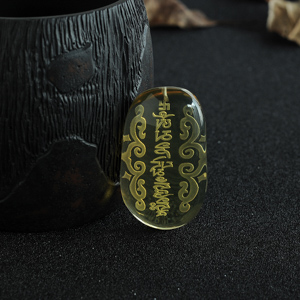 墨西哥蓝珀六字真言牌