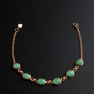 18K金镶翡翠蛋面手链