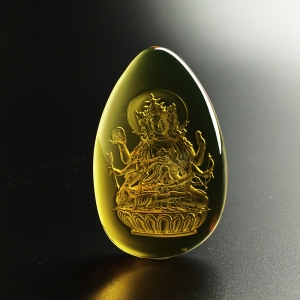 墨西哥蓝珀孔雀度母吊坠