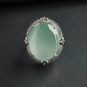 18K金冰糯种晴水翡翠戒指