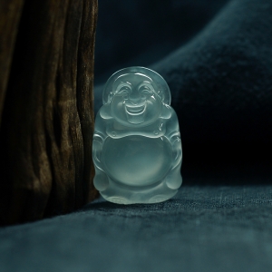 高冰种翡翠晴水站佛吊坠