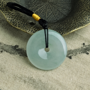 糯冰飘翠花翡翠平安扣吊坠