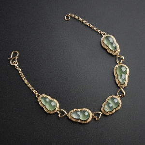 18K金镶冰种飘花晴水翡翠手链