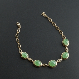 18K金镶冰糯种阳绿翡翠手链