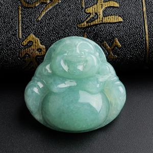 糯种翡翠淡绿佛吊坠